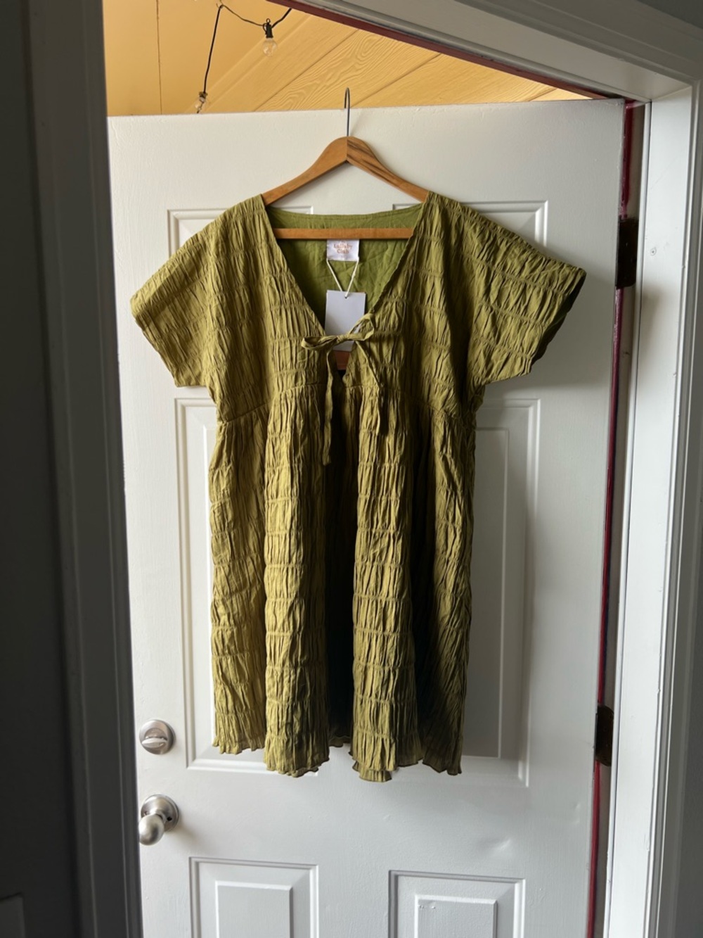 The Lullaby Club Capri Dress Moss XS NWT Cotton Oversized Mini Dress